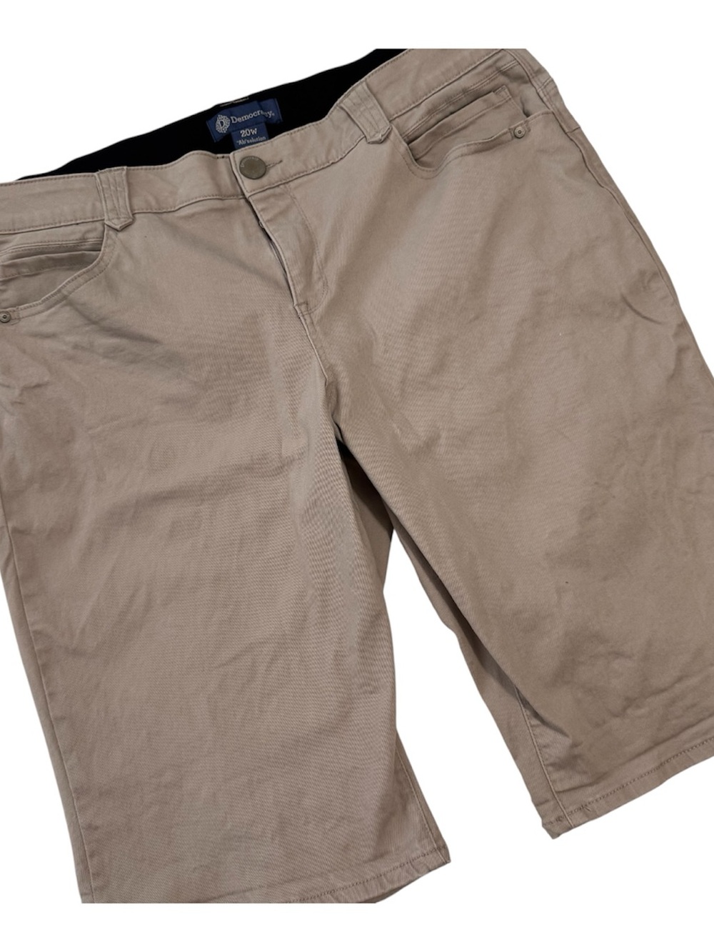 Democracy Ab Solution Tan Stretch Bermuda Denim Shorts Size 20W
